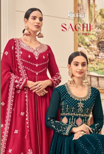 Sachi Vol 1 By Fiona Designer Partywear Gown With Bottom And Dupatta
